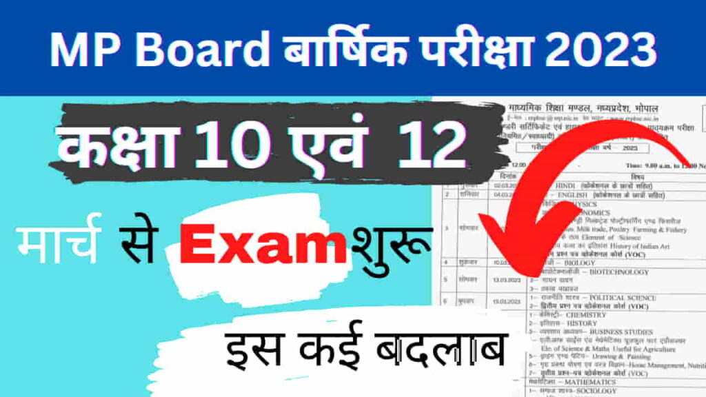 MP Board Class 10th & 12th Final Exam Time Table 2023